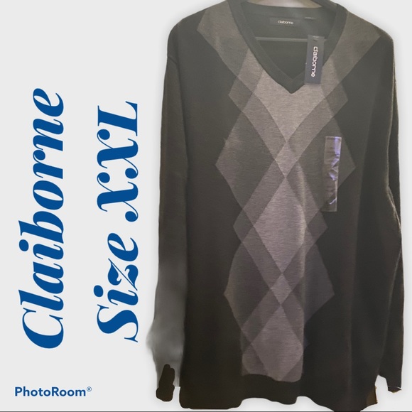 Men's V-Neck light-weight argyle sweater - Picture 2 of 4